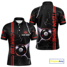 Load image into Gallery viewer, Personalized Red 8 Ball Thunder Lightning Billiard Shirt For Men Custom Pool Team League Jersey TDM4429