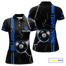 Load image into Gallery viewer, Personalized Blue 8 Ball Thunder Lightning Billiard Shirt For Women Custom Pool Team League Jersey TDM4430