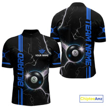 Load image into Gallery viewer, Personalized Blue 8 Ball Thunder Lightning Billiard Shirt For Men Custom Pool Team League Jersey TDM4430