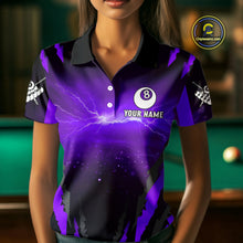 Load image into Gallery viewer, Personalized Thunder Lightning Scorpion Billiard Shirt For Women, 8 Ball Billiard Team Jersey|Purple TDM4868