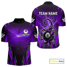Load image into Gallery viewer, Personalized Thunder Lightning Scorpion Billiard Shirt For Men, 8 Ball Billiard Team Jersey |Purple TDM4868