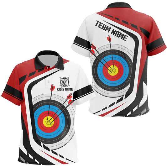 Personalized Archery Target White Red Jersey Kid Polo Shirts Custom Archery Outfit For Archer TDM1319