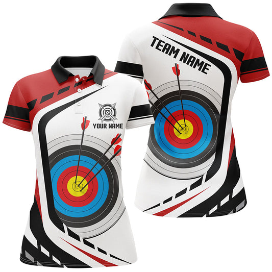 Personalized Archery Target White Red Jersey Women Polo Shirts Custom Archery Outfit For Archer TDM1319