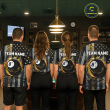 Load image into Gallery viewer, Custom Golden Grunge US Flag Patriotic Women's Billiard Shirt, 8 Ball Pool Jersey Polo &amp; 1/4 Zip TDM6176