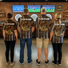 Load image into Gallery viewer, Custom Golden Grunge US Flag Patriotic Darts Shirt For Women, Retro Darts Team Jersey Polo &amp; 1/4 Zip TDM6177