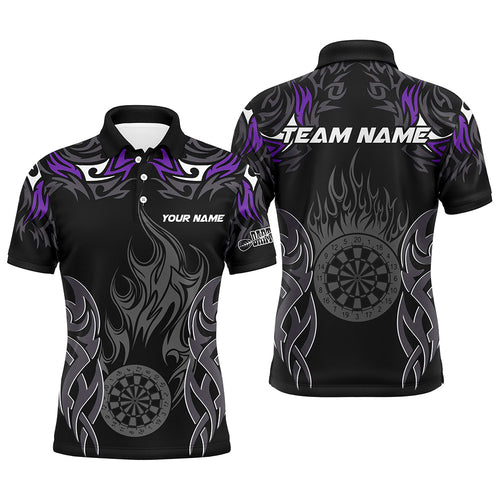 Personalized Darts Tournament Jerseys For Men Custom Dartboard Fire Flame Darts Team Shirts |Purple TDM2103