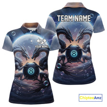 Load image into Gallery viewer, Personalized Dragon 8 Ball Billiard Shirt For Women Custom Pool League Team Jersey Polo &amp; 1/4 Zip TDM4875