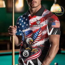 Load image into Gallery viewer, Custom American Flag Eagle Billiard Shirt For Men, Patriotic 8 Ball Pool Team Jersey Polo, 1/4 Zip TDM6181