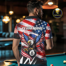Load image into Gallery viewer, Custom American Flag Eagle Billiard Shirt For Men, Patriotic 8 Ball Pool Team Jersey Polo, 1/4 Zip TDM6181
