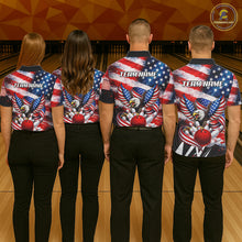 Load image into Gallery viewer, Custom American Flag Eagle Bowling Jersey For Women, Patriotic Bowling Team Shirt Polo &amp; 1/4 Zip TDM6183