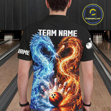Load image into Gallery viewer, Personalized Fire And Icy Dragon Bowling Shirt For Men, Lightning Bowling Jersey Polo &amp; 1/4 Zip TDM6185