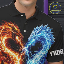 Load image into Gallery viewer, Personalized Fire And Icy Dragon Bowling Shirt For Men, Lightning Bowling Jersey Polo &amp; 1/4 Zip TDM6185