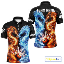 Load image into Gallery viewer, Personalized Fire And Icy Dragon Bowling Shirt For Men, Lightning Bowling Jersey Polo &amp; 1/4 Zip TDM6185