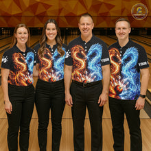 Load image into Gallery viewer, Personalized Fire And Icy Dragon Bowling Shirt For Men, Lightning Bowling Jersey Polo &amp; 1/4 Zip TDM6185