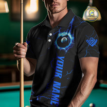 Load image into Gallery viewer, Black And Blue 8 Ball Thunder Lightning Custom Dragon Men&#39;s Billiard Shirts, Billiard Team Jerseys TDM4071