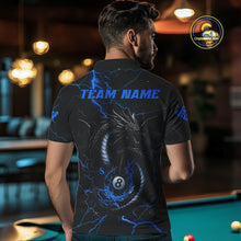 Load image into Gallery viewer, Black And Blue 8 Ball Thunder Lightning Custom Dragon Men&#39;s Billiard Shirts, Billiard Team Jerseys TDM4071