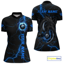 Load image into Gallery viewer, Black And Blue 8 Ball Thunder Lightning Custom Dragon Women&#39;s Billiard Shirts, Billiard Team Jerseys TDM4071