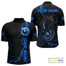 Load image into Gallery viewer, Black And Blue 8 Ball Thunder Lightning Custom Dragon Men&#39;s Billiard Shirts, Billiard Team Jerseys TDM4071