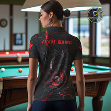 Load image into Gallery viewer, Black And Red 8 Ball Pool Lightning Custom Dragon Women&#39;s Billiard Shirts, Billiard Team Jerseys TDM4073
