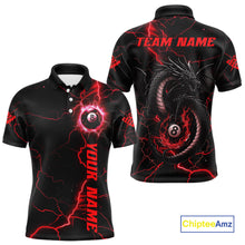 Load image into Gallery viewer, Black And Red 8 Ball Pool Lightning Custom Dragon Men&#39;s Billiard Shirts, Billiard Team Jerseys TDM4073