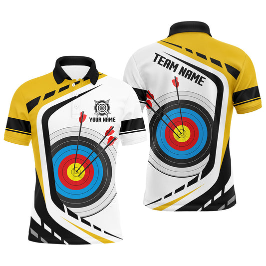 Personalized Archery Target 3D Men Polo & Quarter-Zip Shirts Custom Yellow White Archery Jerseys TDM1910