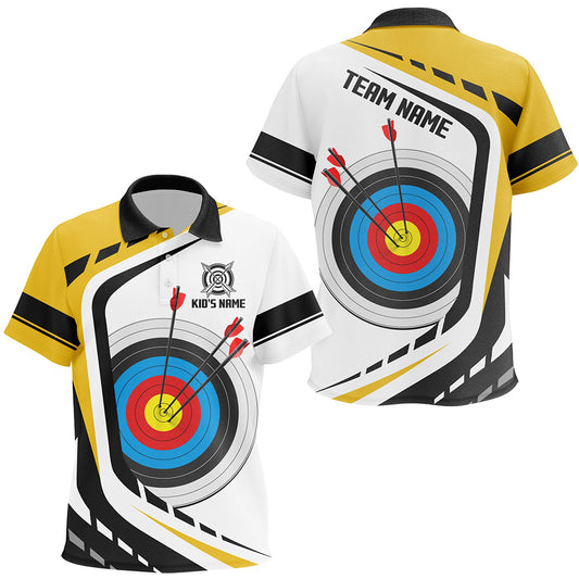 Personalized Archery Target 3D Kid Polo Shirts Custom Yellow White Archery Jerseys TDM1910