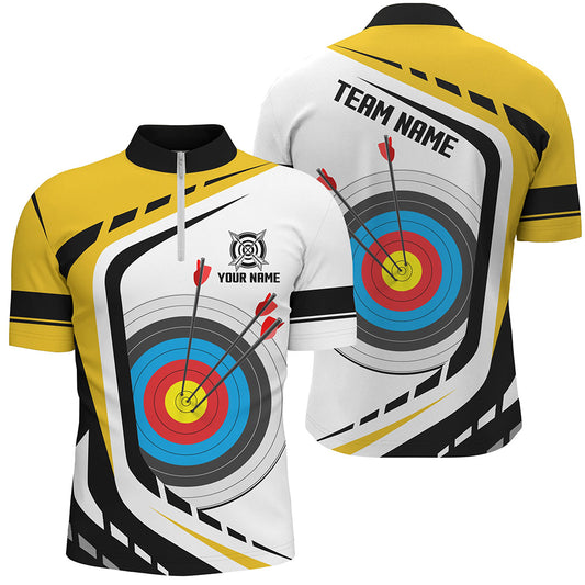 Personalized Archery Target 3D Men Polo & Quarter-Zip Shirts Custom Yellow White Archery Jerseys TDM1910