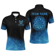 Load image into Gallery viewer, Personalized Sea Blue Gradient Darts Polo &amp; Quarter Zip Custom Dart Shirts For Men Dart Jerseys TDM3327