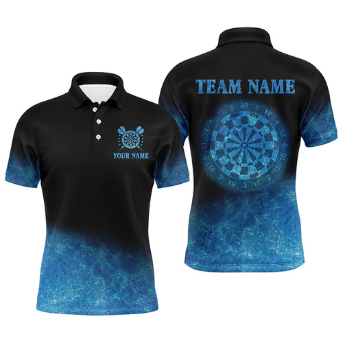 Personalized Sea Blue Gradient Darts Polo & Quarter Zip Custom Dart Shirts For Men Dart Jerseys TDM3327