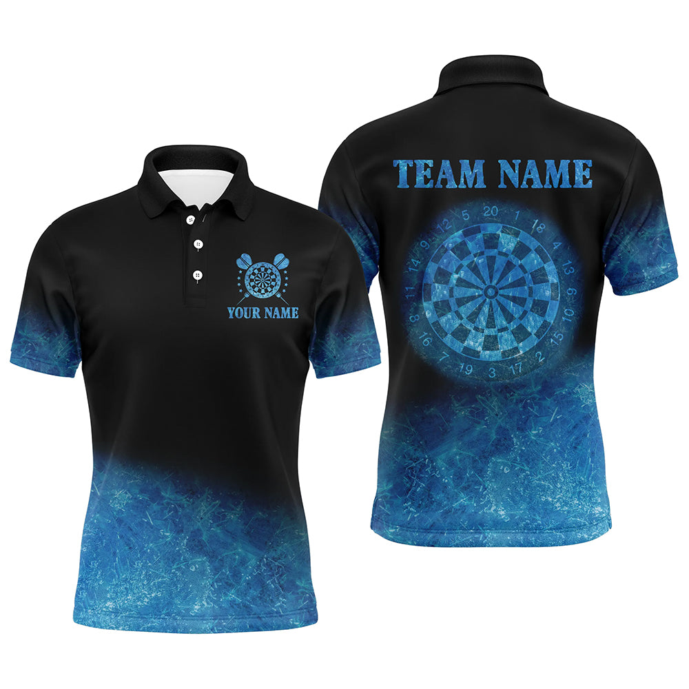 Personalized Sea Blue Gradient Darts Polo & Quarter Zip Custom Dart Shirts For Men Dart Jerseys TDM3327