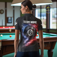 Load image into Gallery viewer, Custom 8 Ball US Flag Smoke Skull Billiard Shirt For Women, Patriotic Pool Team Jersey Polo, 1/4 Zip TDM5812