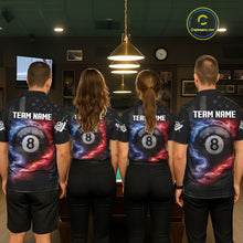 Load image into Gallery viewer, Custom 8 Ball US Flag Smoke Skull Billiard Shirt For Women, Patriotic Pool Team Jersey Polo, 1/4 Zip TDM5812
