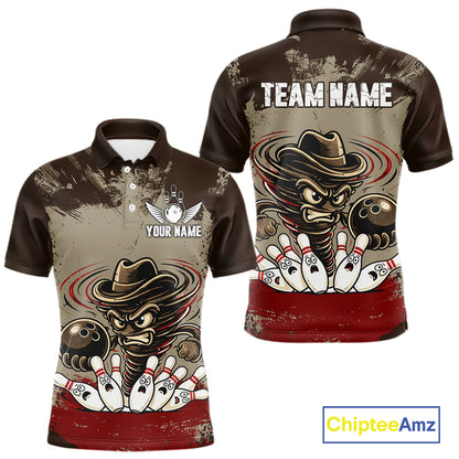 Funny Tornado Grunge Bowling Shirt For Men Custom Bowling Team Jersey Polo & Quarter Zip Shirts TDM6203