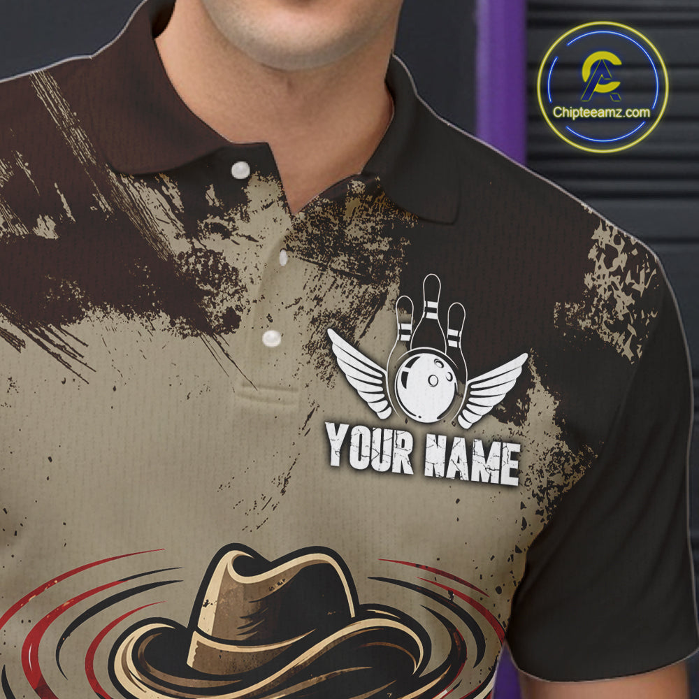 Funny Tornado Grunge Bowling Shirt For Men Custom Bowling Team Jersey Polo & Quarter Zip Shirts TDM6203