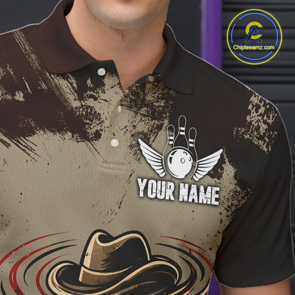 Funny Tornado Grunge Bowling Shirt For Men Custom Bowling Team Jersey Polo & Quarter Zip Shirts TDM6203