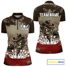 Load image into Gallery viewer, Funny Tornado Grunge Bowling Shirt For Women Custom Bowling Team Jersey Polo &amp; Quarter Zip Shirts TDM6203
