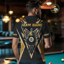 Load image into Gallery viewer, Customized 8 Ball Pool Crown Men Billiard Shirts, Gold And Black Billiard Team Shirts, Pool Jersey TDM4078