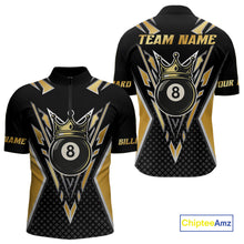 Load image into Gallery viewer, Customized 8 Ball Pool Crown Men Billiard Shirts, Gold And Black Billiard Team Shirts, Pool Jersey TDM4078