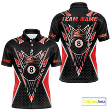 Load image into Gallery viewer, Customized 8 Ball Pool Crown Men Billiard Shirts, Red And Black Billiard Team Shirts, Pool Jersey TDM4079