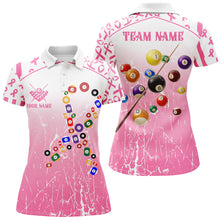 Load image into Gallery viewer, Colorful Billiard Balls Custom Pink Billiard Shirts For Women, Funny Breast Cancer Billiard Jerseys TDM2368
