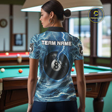 Load image into Gallery viewer, Blue 8 Ball Pool Billiard Shark Polo &amp; Quarter Zip For Women Custom Thunder Storm Billiard Jersey TDM4691