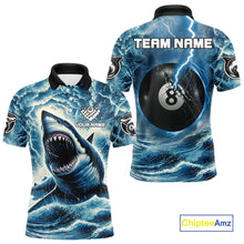 Load image into Gallery viewer, Blue 8 Ball Pool Billiard Shark Polo &amp; Quarter Zip For Men Custom Thunder Storm Billiard Jersey TDM4691