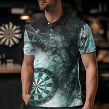 Load image into Gallery viewer, Turquoise Smoke Darts Shirt With Pocket Option For Men Custom Darts Jersey TDM3804