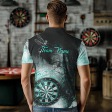 Load image into Gallery viewer, Turquoise Smoke Darts Shirt With Pocket Option For Men Custom Darts Jersey TDM3804