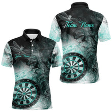 Load image into Gallery viewer, Turquoise Smoke Darts Shirt With Pocket Option For Men Custom Darts Jersey TDM3804