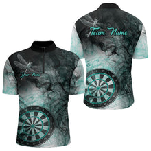 Load image into Gallery viewer, Turquoise Smoke Darts Shirt With Pocket Option For Men Custom Darts Jersey TDM3804