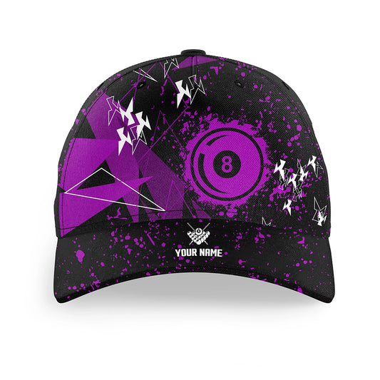 Personalized Purple Grunge 8 Ball Pool Billiards Cap, Custom Top Hat Billiards For Pool Player TDM1534