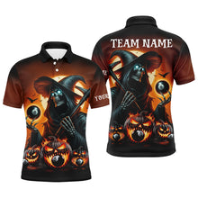 Load image into Gallery viewer, Death Skeleton &amp; Pumpkin With 8 Ball Pool Billiard Jerseys For Men, Funny Halloween Billiard Shirts TDM2377