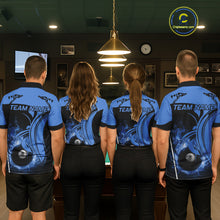 Load image into Gallery viewer, Personalized Blue 8 Ball Fire Flame Billiard Shirt For Women, Pool Team Jersey Polo &amp; 1/4 Zip TDM5974