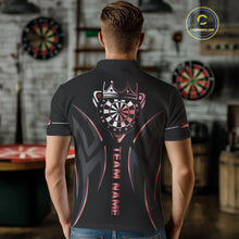 Load image into Gallery viewer, Black And Red Dartboard Crown Dart Shirts For Men Custom Dart Jersey Team Polo &amp; Quarter Zip TDM4091